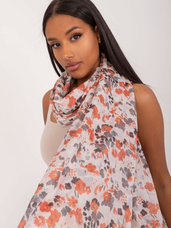 Fashionhunters Orange-white floral scarf