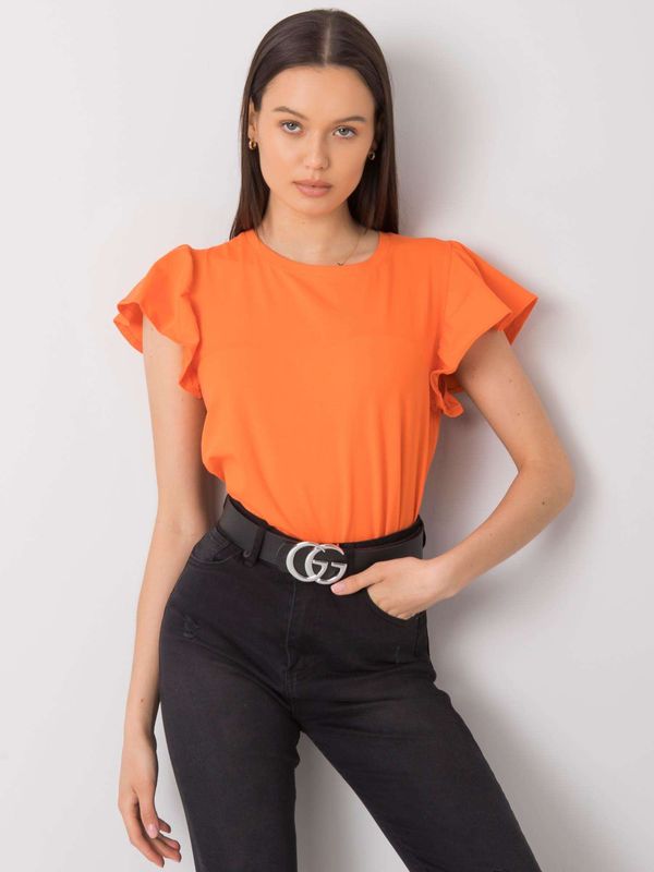 Fashionhunters Orange women's cotton blouse