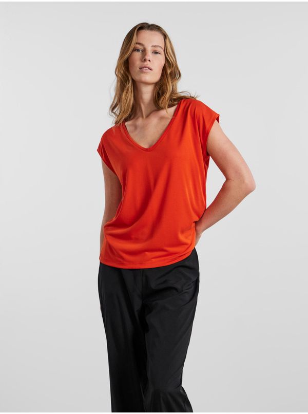 Pieces Orange Women's T-Shirt Pieces Kamala - Women's