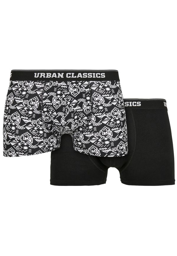 Urban Classics Organic Boxer Shorts 2-Pack Detail aop+black