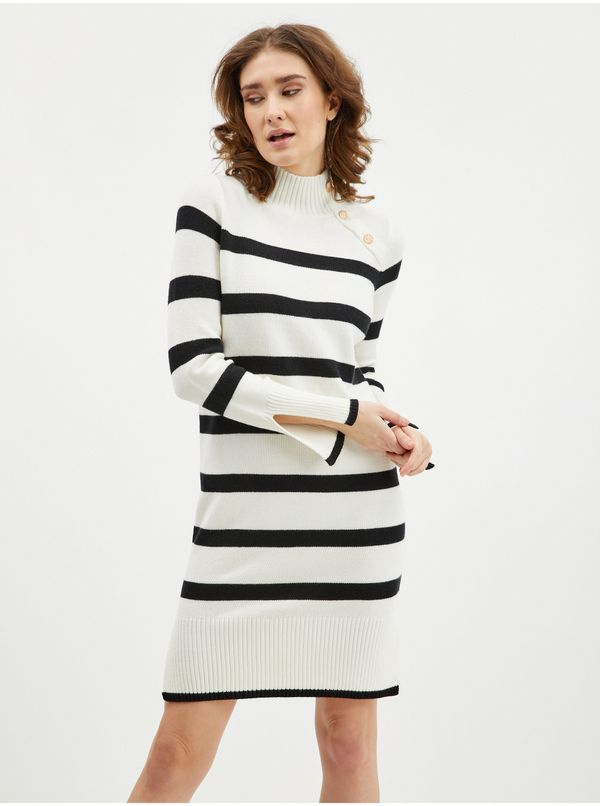 Orsay Orsay Black and Cream Women's Striped Sweater Dress - Women