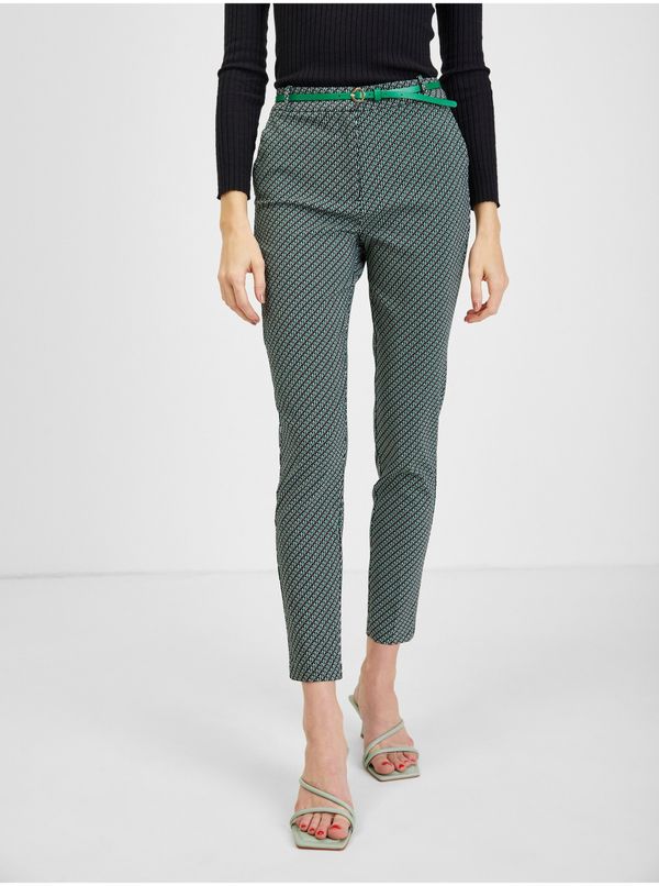 Orsay Orsay Black-Green Ladies Patterned Pants - Women