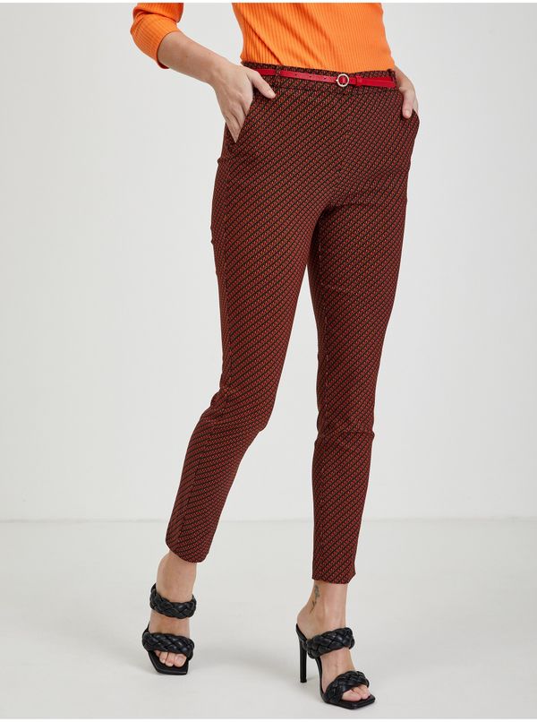 Orsay Orsay Black-Red Ladies Patterned Trousers - Women