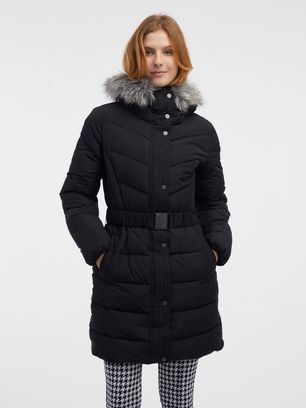 Orsay Orsay Black women's quilted coat with faux fur - Women