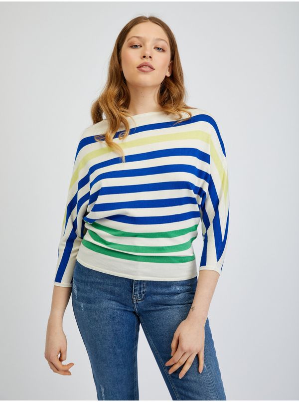 Orsay Orsay Blue-cream Women's Striped Sweater - Women