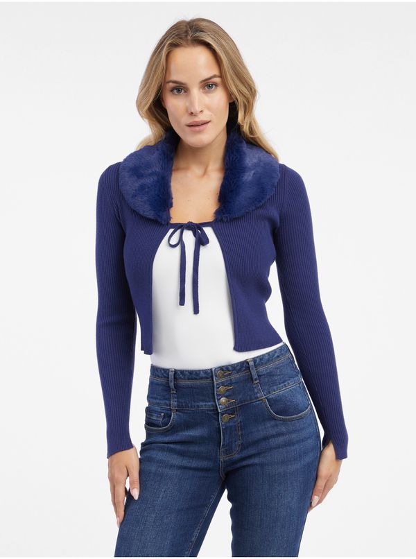 Orsay Orsay Blue women's cardigan with faux fur - Women