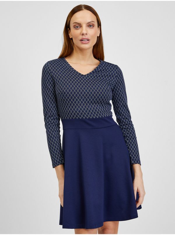 Orsay Orsay Dark blue ladies patterned dress - Women