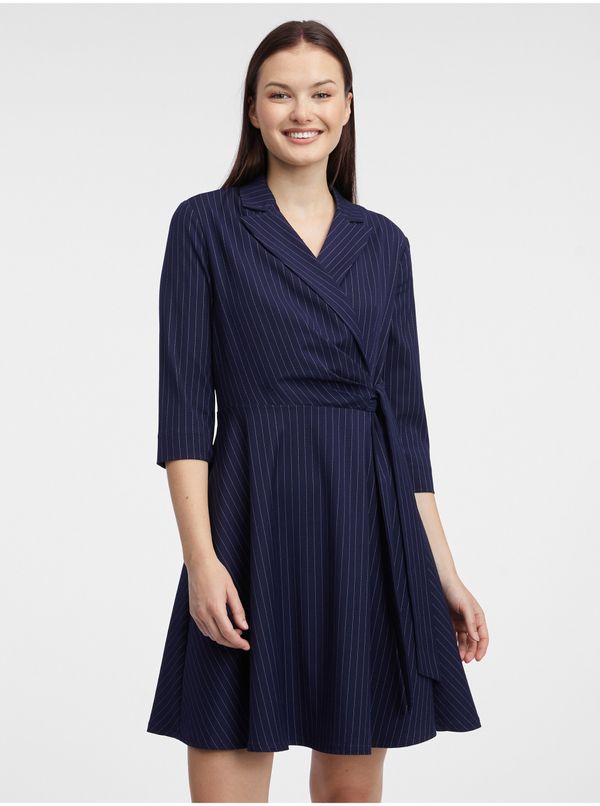 Orsay Orsay Dark Blue Ladies Striped Wrap Dress - Women