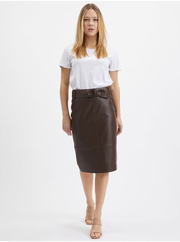 Orsay Orsay Dark Brown Women's Pencil Leatherette Skirt - Women