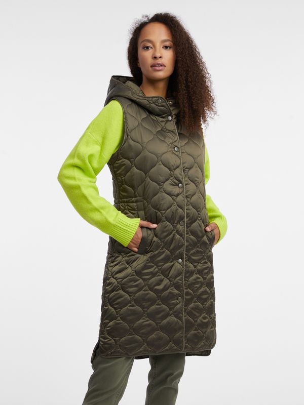 Orsay Orsay Khaki Ladies Long Quilted Vest - Women