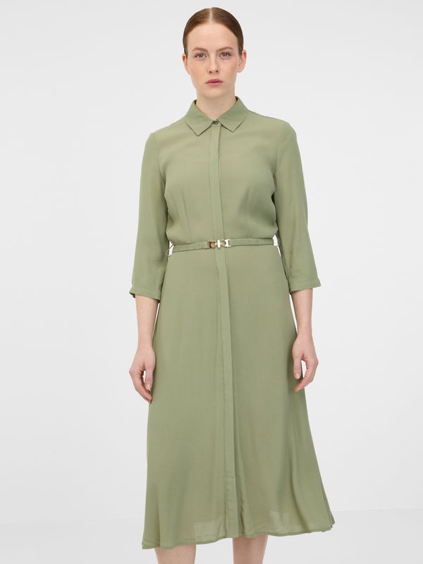 Orsay Orsay Khaki women's shirt midi dress - Women's