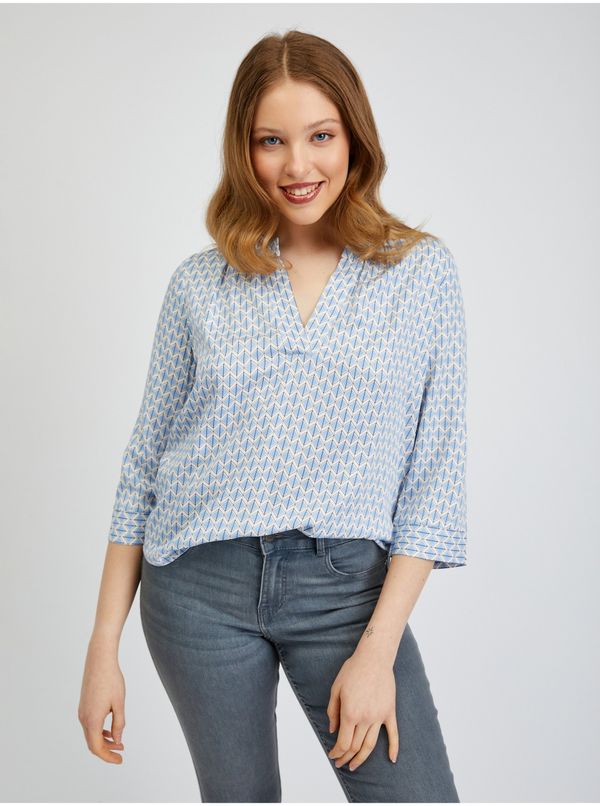 Orsay Orsay Light Blue Ladies Patterned Blouse - Women