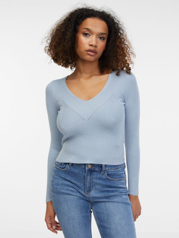 Orsay Orsay Light Blue Women's Ribbed Sweater - Women