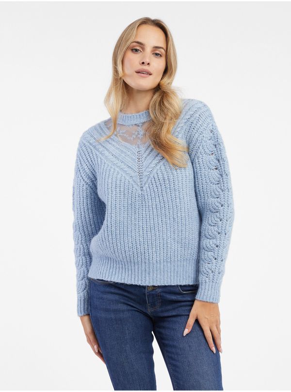 Orsay Orsay Light Blue Women's Sweater with Lace - Women