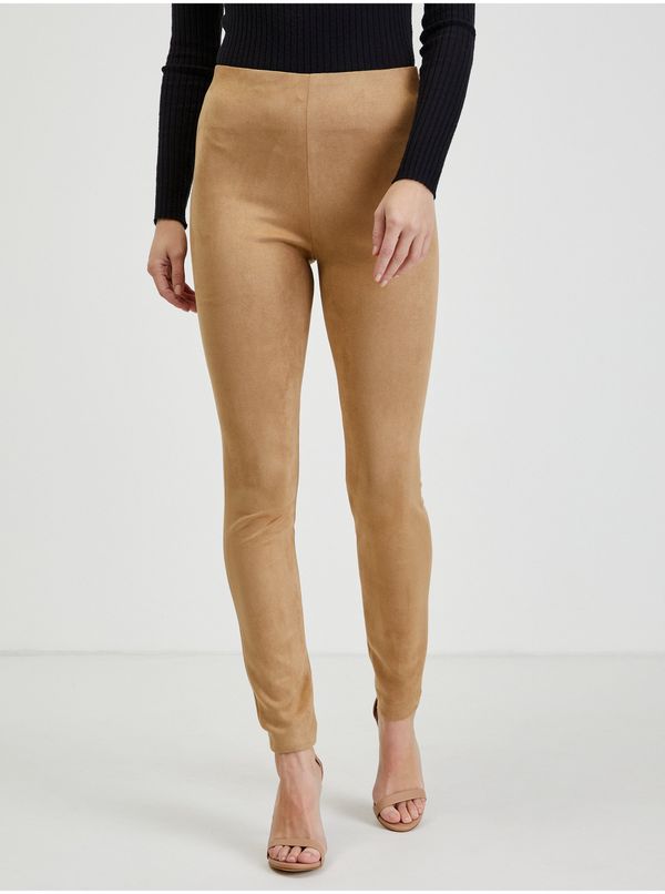 Orsay Orsay Light brown women's pants in suede finish - Women