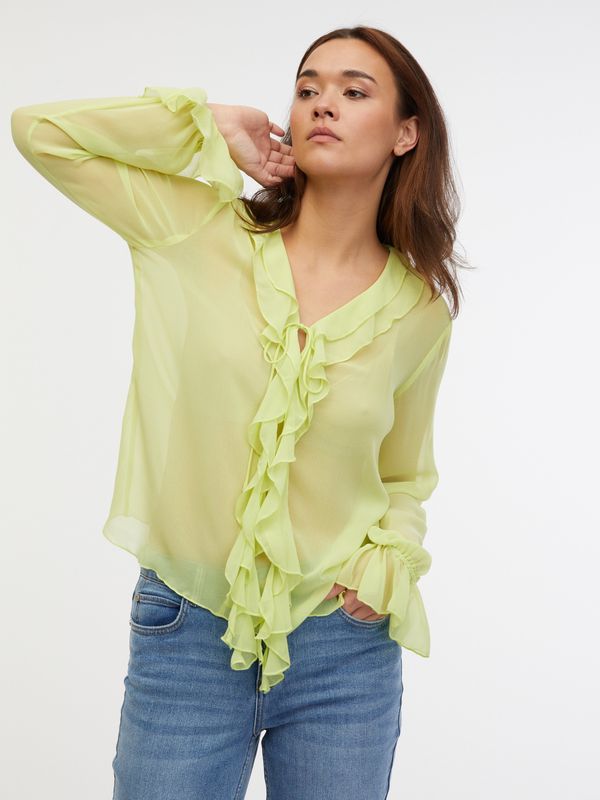 Orsay Orsay Light Green Women's Ruffle Blouse - Women