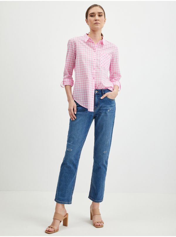 Orsay Orsay Light Pink Ladies Plaid Shirt - Vrouwen