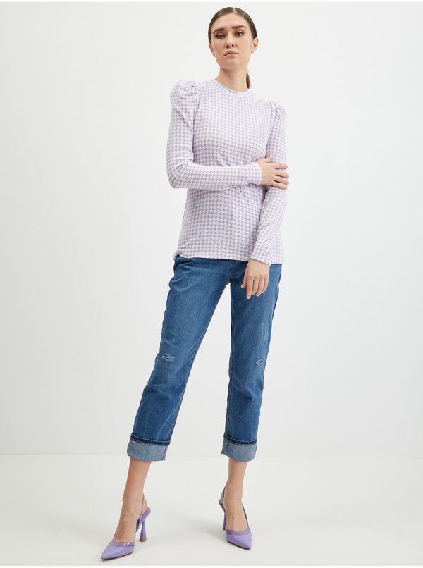 Orsay Orsay Light Purple Womens Light Checkered Sweater - Women