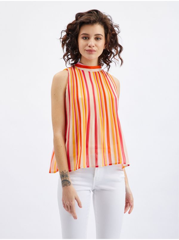 Orsay Orsay Pink-Orange Ladies Striped Blouse - Ladies