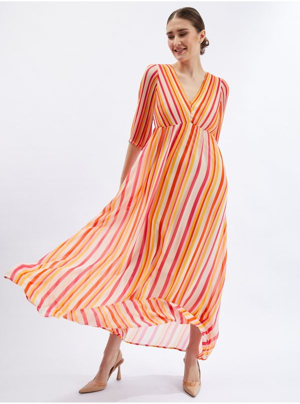 Orsay Orsay Pink-Orange Ladies Striped Maxi Dress - Women