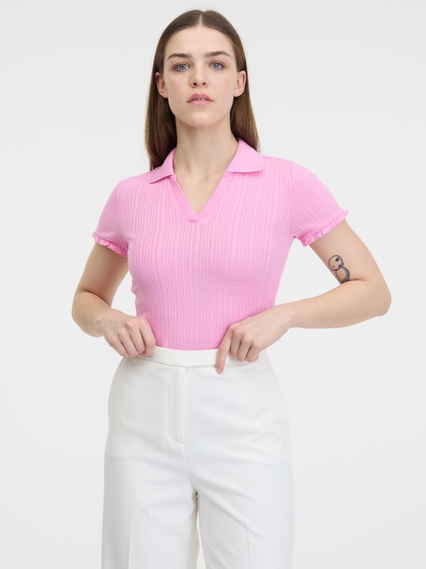 Orsay Orsay Pink Womens Ribbed Polo T-Shirt - Women