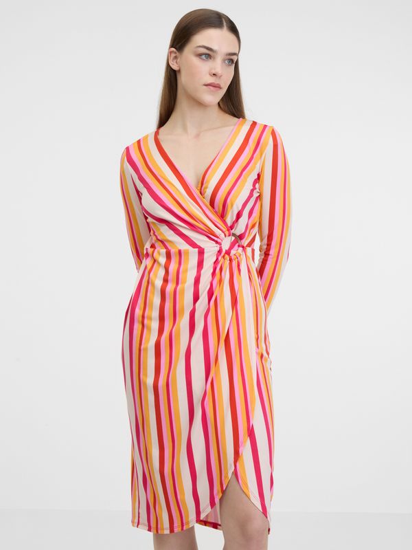 Orsay Orsay Red-Orange Ladies Striped Dress - Ladies