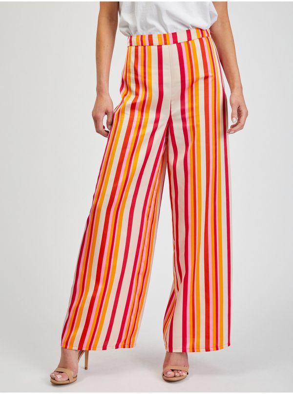 Orsay Orsay Red-Yellow Women's Striped Wide Leg Trousers - Women's