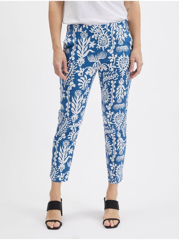 Orsay Orsay White and Blue Ladies Patterned Pants - Women