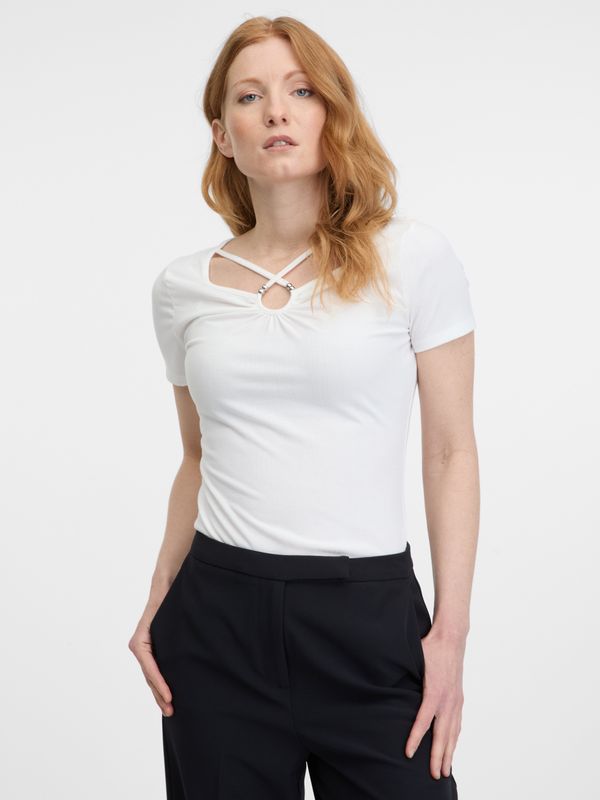 Orsay Orsay White Ladies T-shirt with Decorative Detail - Women
