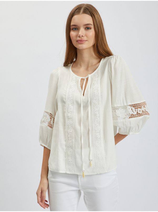 Orsay Orsay White Lady's Blouse with Lace - Women