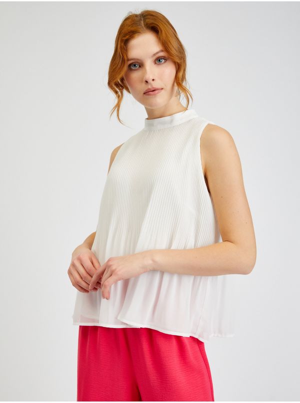 Orsay Orsay White Pleated Blouse - Ladies