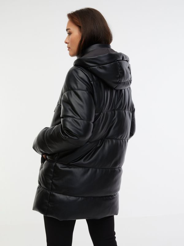 Orsay Orsay Women's Black Quilted Faux Leather Coat - Women