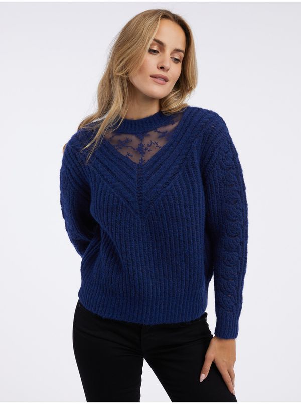 Orsay Orsay Women's Sweater with Lace in Navy Blue - Women
