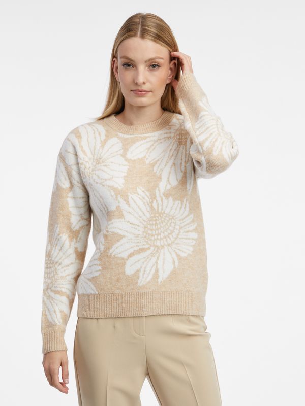 Orsay Orsay Women's White-Beige Floral Sweater - Women