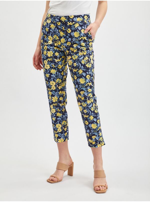 Orsay Orsay Yellow-Blue Womens Shortened Flowered Pants - Women