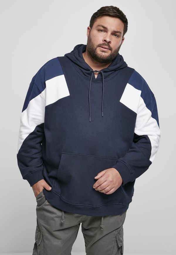 Urban Classics Oversize 3-Tone Hoody Midnight/White/Navy Blue