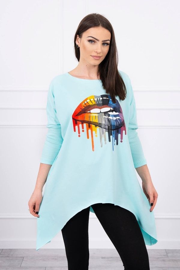 Kesi Oversize blouse with a rainbow mint print