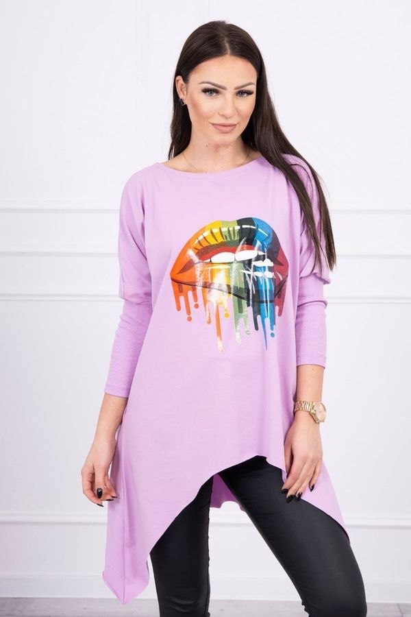 Kesi Oversize blouse with purple rainbow lip print