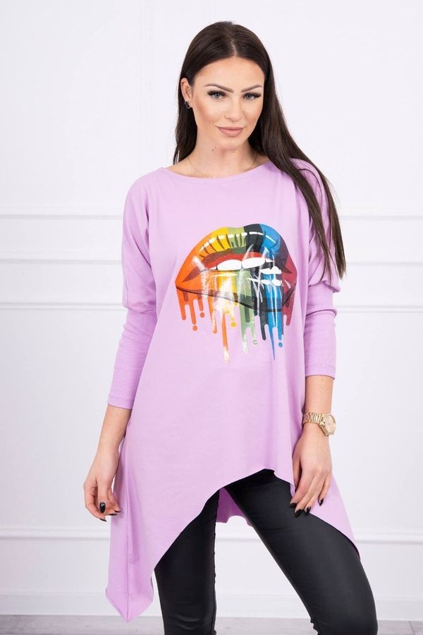 Kesi Oversize blouse with purple rainbow lips print