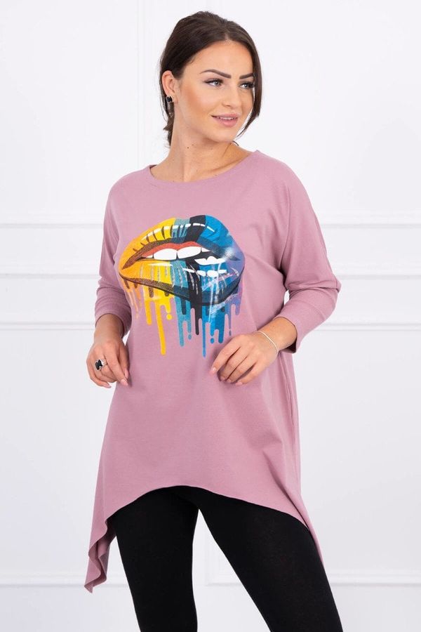 Kesi Oversize blouse with rainbow lip print navy pink