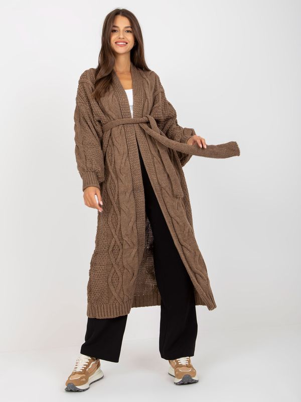 Fashionhunters Oversize long cardigan RUE PARIS brown color