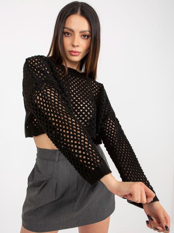 Fashionhunters Oversized black openwork summer sweater