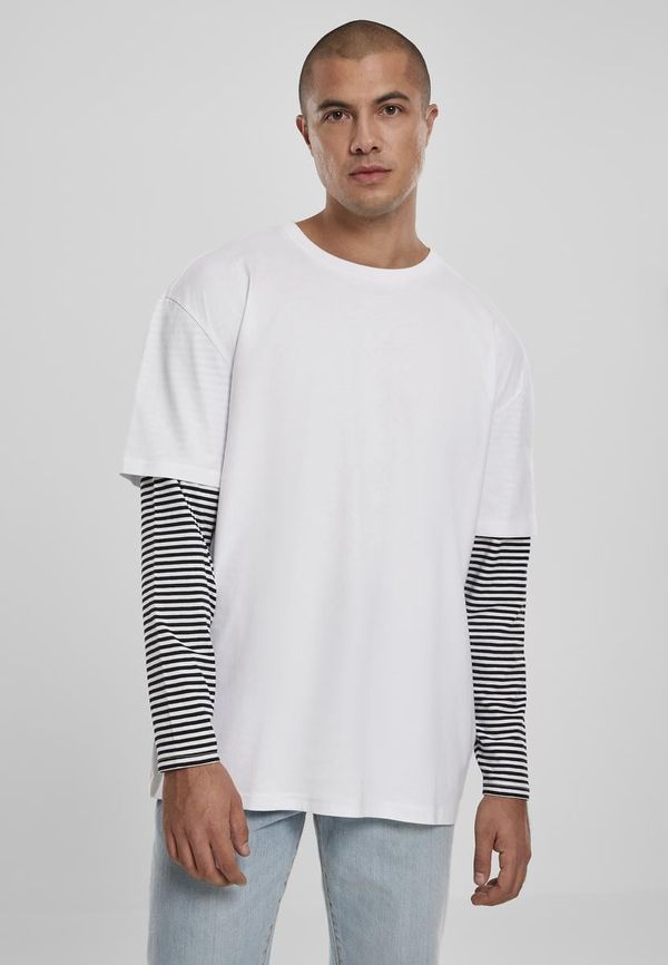 Urban Classics Oversized Double Layer Striped LS Tee White