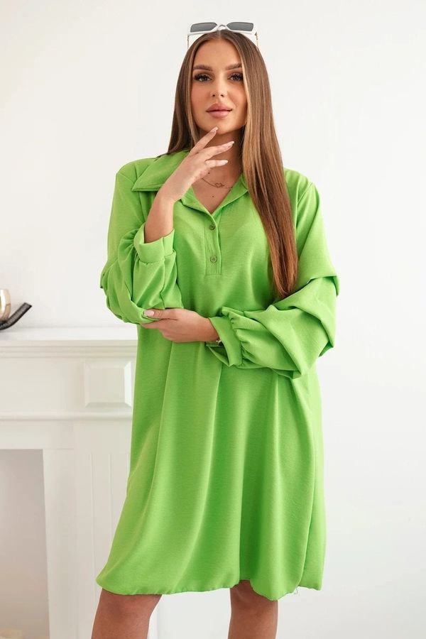 Kesi Oversized dress with decorative sleeves of bright green color