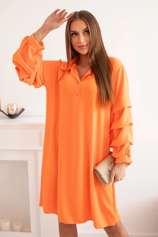 Kesi Oversized dress with decorative sleeves of orange color