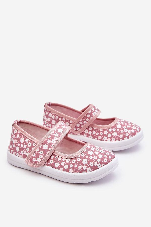 PA1 PA1 Children's Velcro Ballerinas In Print Pink Selah