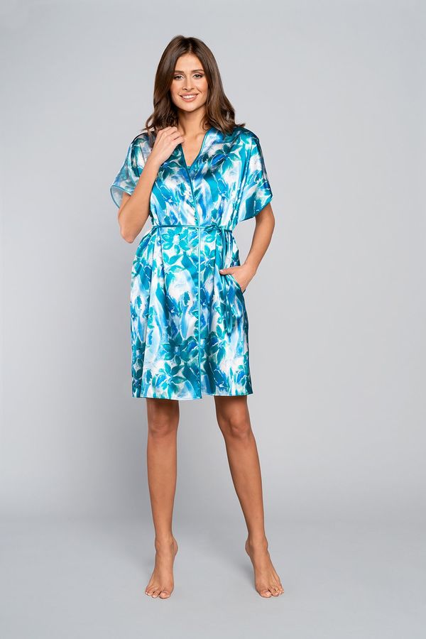 Italian Fashion Pacific bathrobe with short sleeves - floral print
