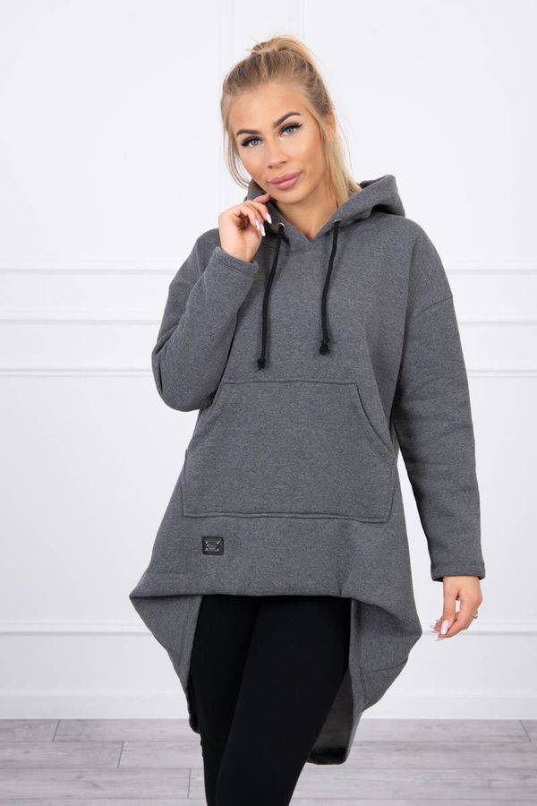 Kesi Padded sweatshirt with a long back and a graphite hood