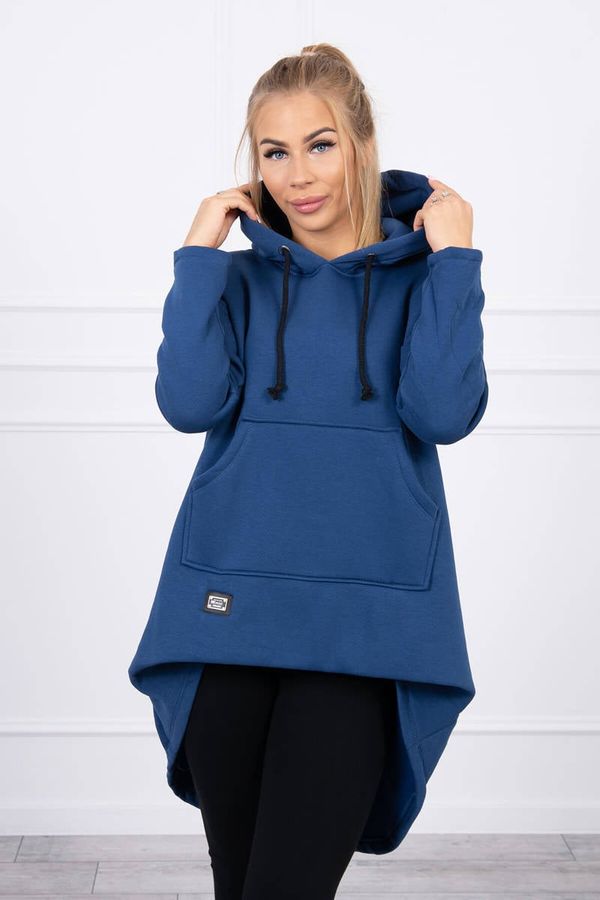 Kesi Padded sweatshirt with a long back and a hood in navy blue