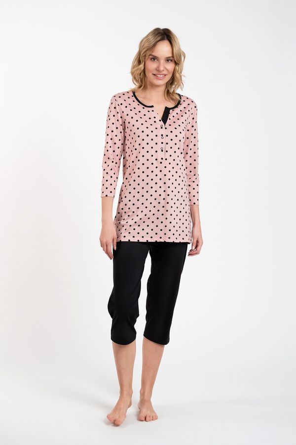Italian Fashion Pajamas Marit 3/4 sleeve, 3/4 legs - print/black